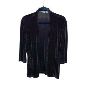 CHICO'S Travelers Dark Chocolate Brown Open front 3/4 Sleeve Cardigan size 0/XS